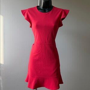 EXPRESS Red Ruffle Sheath Dress Women’s size Small